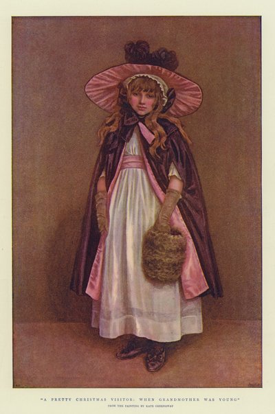 プリティクリスマスの訪問者、祖母が若かったとき（chromolitho） 作： Kate Greenaway